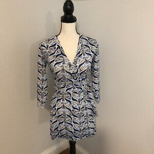 Lilly Pulitzer Blue and White Karlie Wrap Style Romper A Mermaid Tale - EXSM